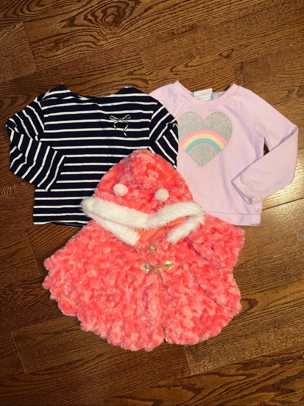 3t girls bundle of 3 tops - crewneck sweatshirt, cape long sleeve t.
